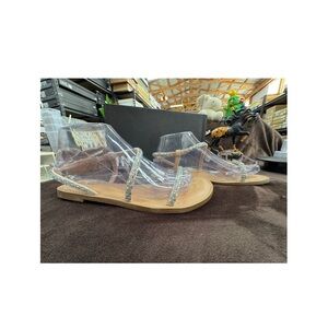 INC Clear Strappy Rhinestone Sandals 7